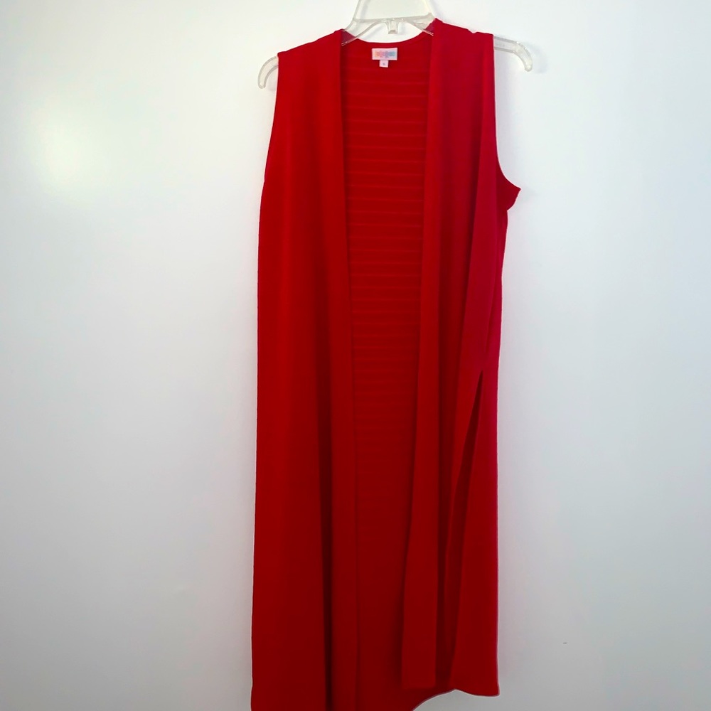 “LulaRoe” Red “Joy” Long Vest